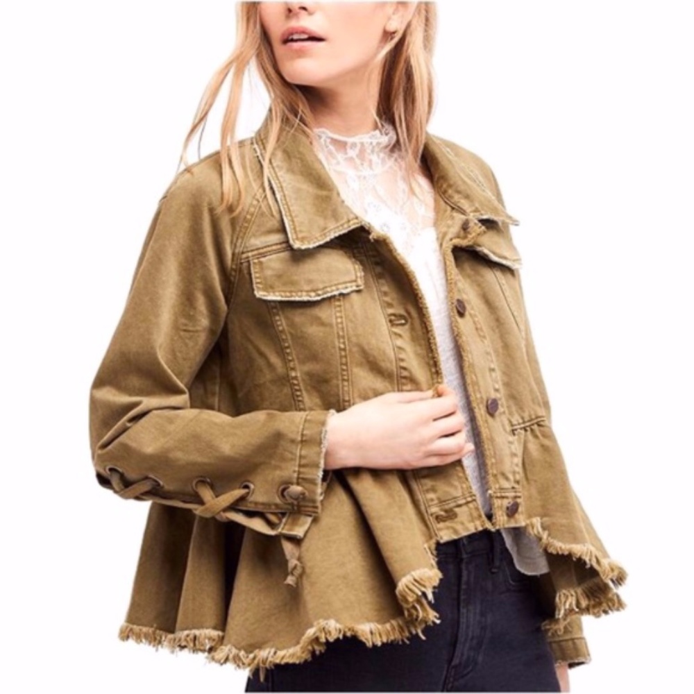 Free People Willow Denim Military Jacket
